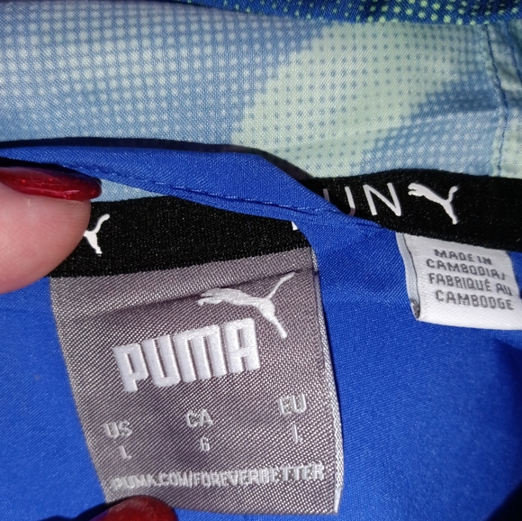 🆕Puma | Run FAV AOP Woven Jacket Royal Sapphire Blue & Green Mens Size Large - Picture 10 of 15